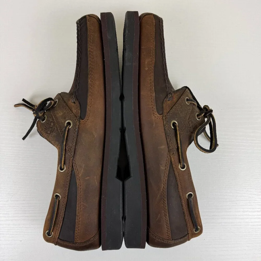 NEW Timberland Men's Brown Leather Moc Toe Boat Shoes
